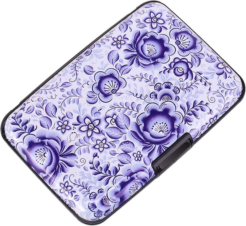 ELFISH Mini RFID Aluminum Wallet Credit Cards Holder Business Card Case Metal ID Case for Men Women (Camellia) - Image 1